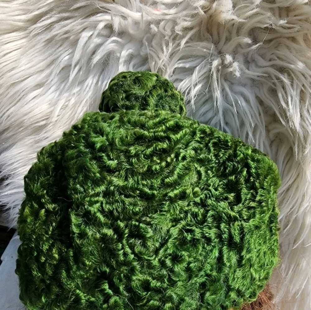 Vintage Mid Century.green Broadtail Hat With Combs - Picture 4 of 8